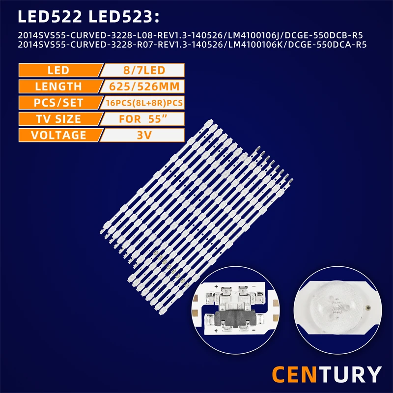 4kit LED backlight strip 2014SVS55-CURVED-3228-L08-REV1.3-140526/LM4100106J/DCGE-550DCB-R5  for UE55HU7200 UE55HU7100