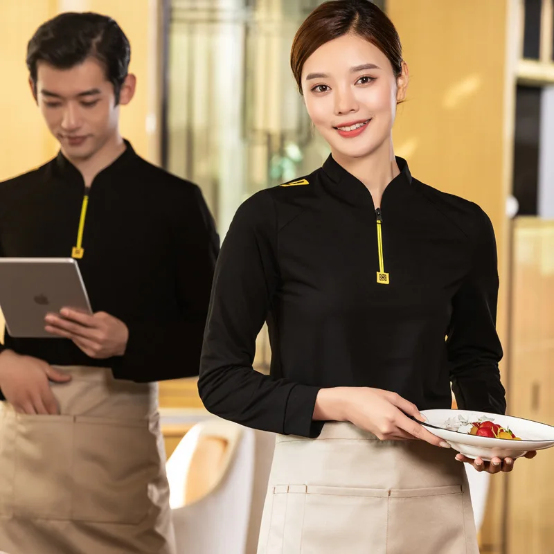 زي عمل النادل في مطعم غربي على شكل مئوية، وعاء ساخن للمطاعم، مقهى الحليب والشاي، مقهى الخريف والشتاء، بأكمام طويلة