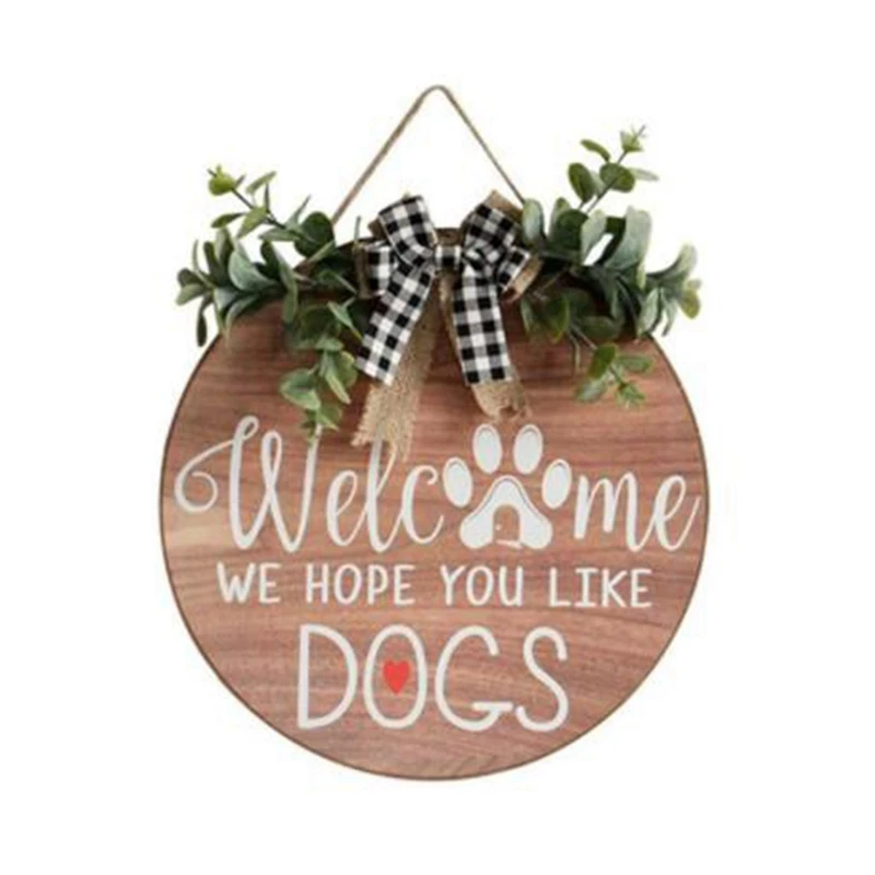 Welcome Bow Letter Of Front Door Sign On Wooden House Decoration Pendant Special Days Reminder Board Home Hanging Decor