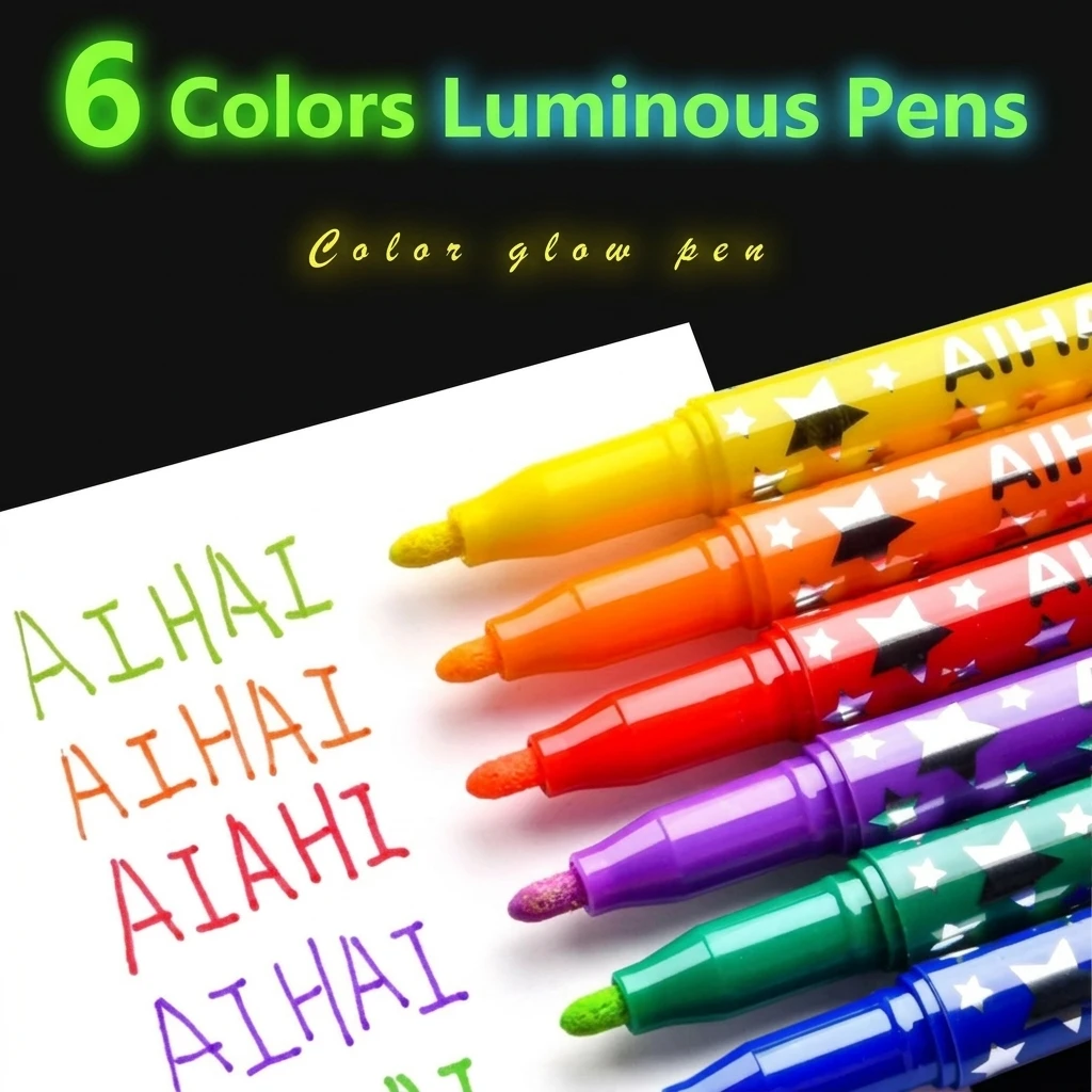 Glow in the Dark Pen Luminous Marker Water Based Fluorescent Graffiti Highlighters for DIY Painting Party Body Clothes Decor