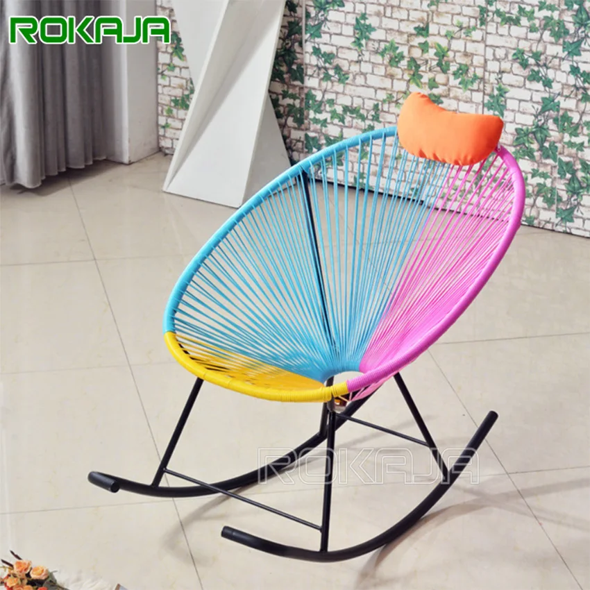 

Fashion Rocking Reclining Outdoor Wicker Rattan Rocking Chair Creativity Color Rocking Chairs