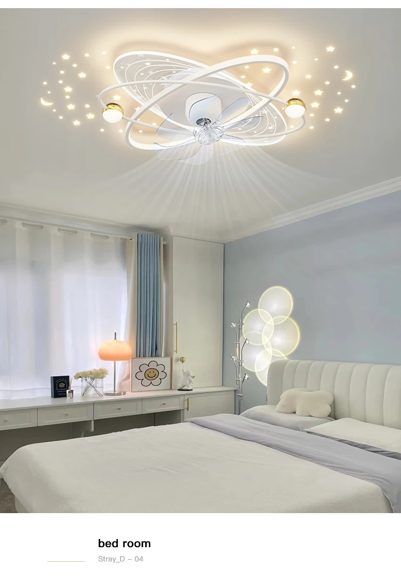 Fan lights are popular on the internet in  creative shaking head bedroom ceiling lights are modern, simple, and atmospheric