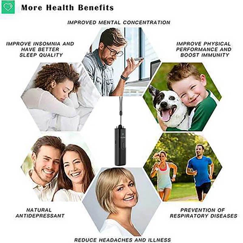 Purificador de aire para colgar en el cuello, minigenerador portátil de iones negativos para el coche y el hogar