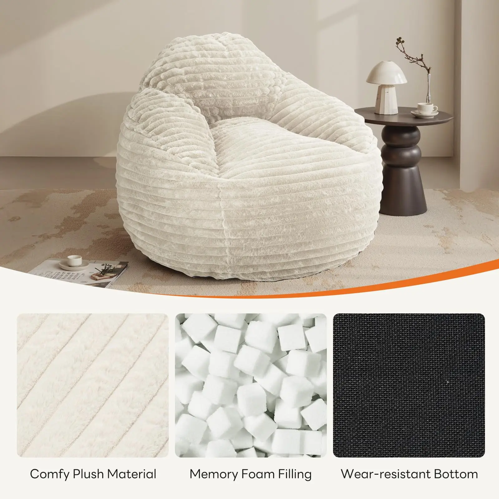 JHK أفخم 39 بوصة كرسي حقيبة الفول للألعاب القراءة أريكة استرخاء مريح رغوة الذاكرة شغل الأريكة لأثاث غرفة المعيشة