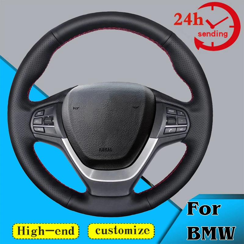 Custom Car Steering Wheel Braid Cover 100% Fit For BMW X3 F25 2010-2017 X4 F26 2014 Auto Interior Accessories Steering Wrap