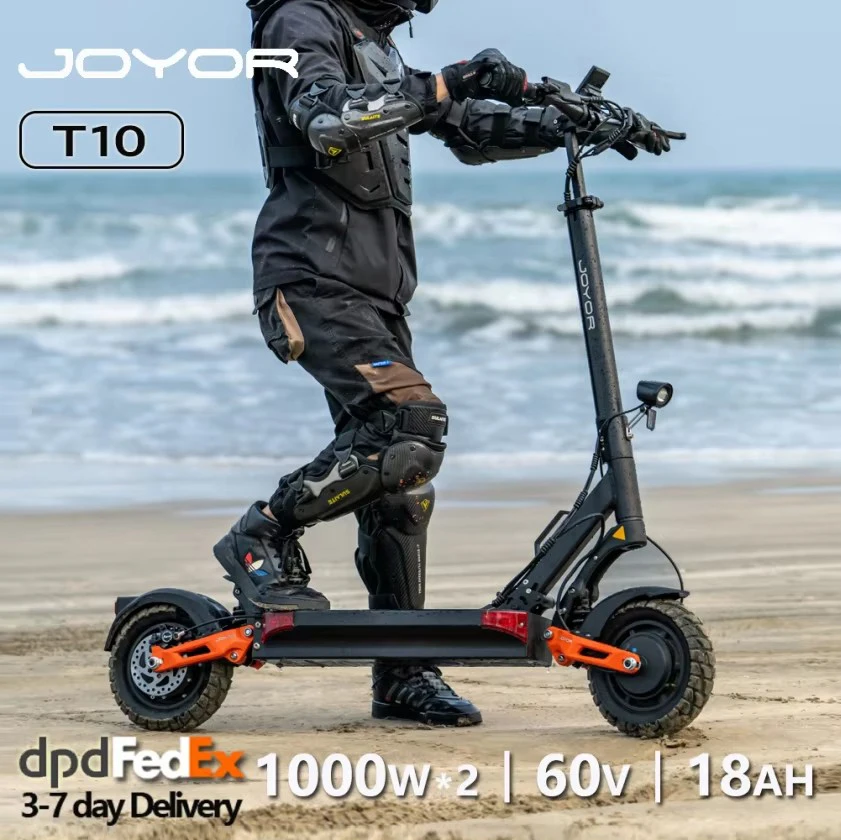 JOYOR T10 Trottinette électrique adulte, Double moteur 1000W, Batterie 60V 18Ah, 10'' Pneu, Autonomie 75 km, Vitesse Max 60 km/h