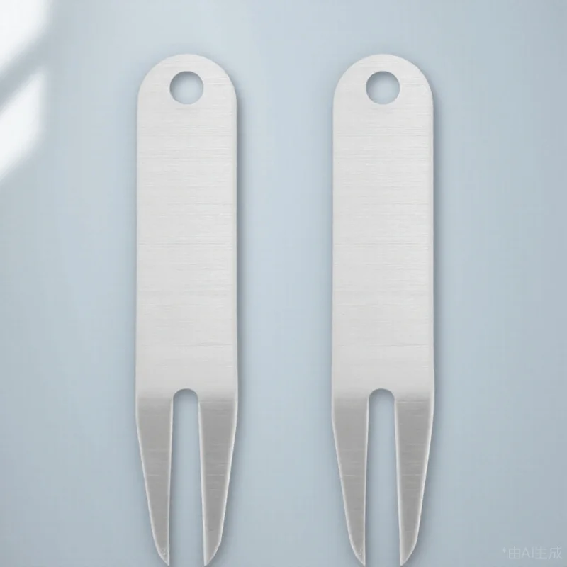 2 قطعة أدوات إصلاح Divot Divot شوكة الفولاذ المقاوم للصدأ المحمولة لصيانة الحديقة المهنية إكسسوارات الغولف الكرة ماركر #6