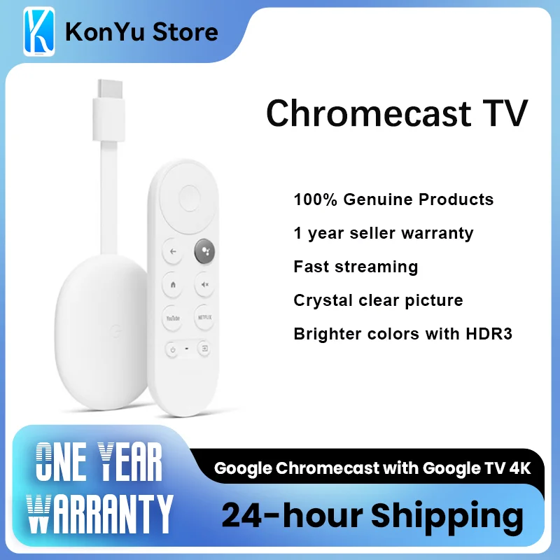 Google Dnomecast 4th avec Google TV, Android 10, HDR10, Netflix, ignorez Dolby Vision, Atmos, jusqu'à 4K, HDR, 60 FPS, Ready Stock, Nouveau