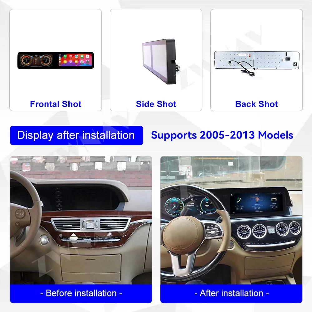 Android 13 Car Radio Dual 12.3“ Screen For Mercedes-Bnez S 2005-2013 Navigation Auto Wireless GPS  Player Multimedia Player