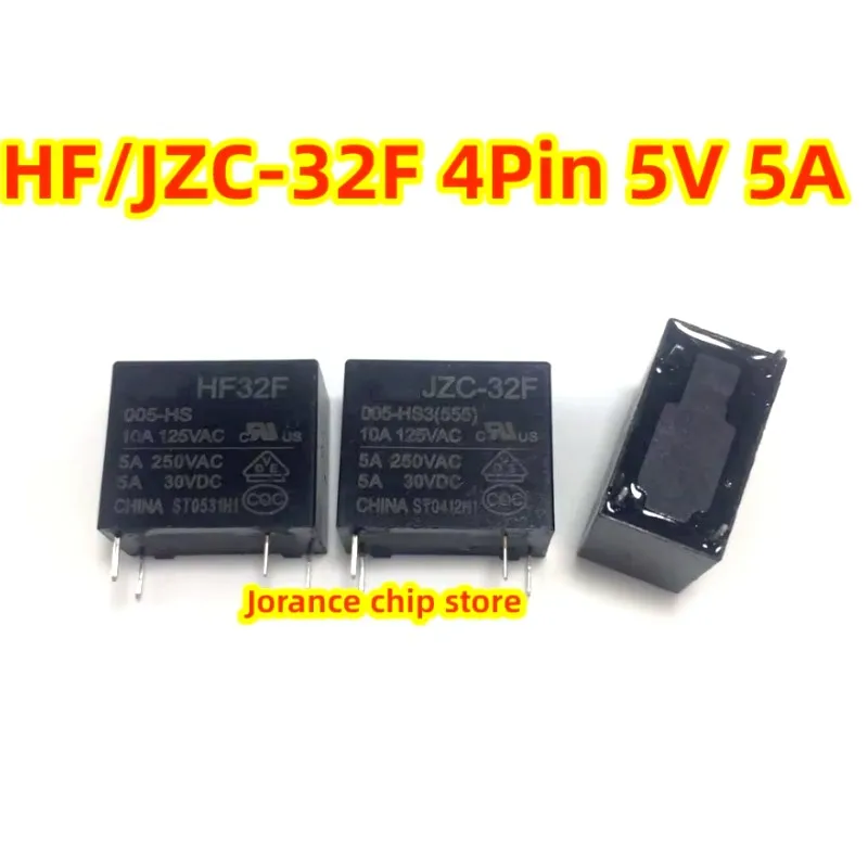 10PCS/LOT New original HF/JZC-32F-005-HS3 32F-G JZC-32F-012-HS3 JZC-32F-005/009/024/048 car relay 5A 10A 4pin