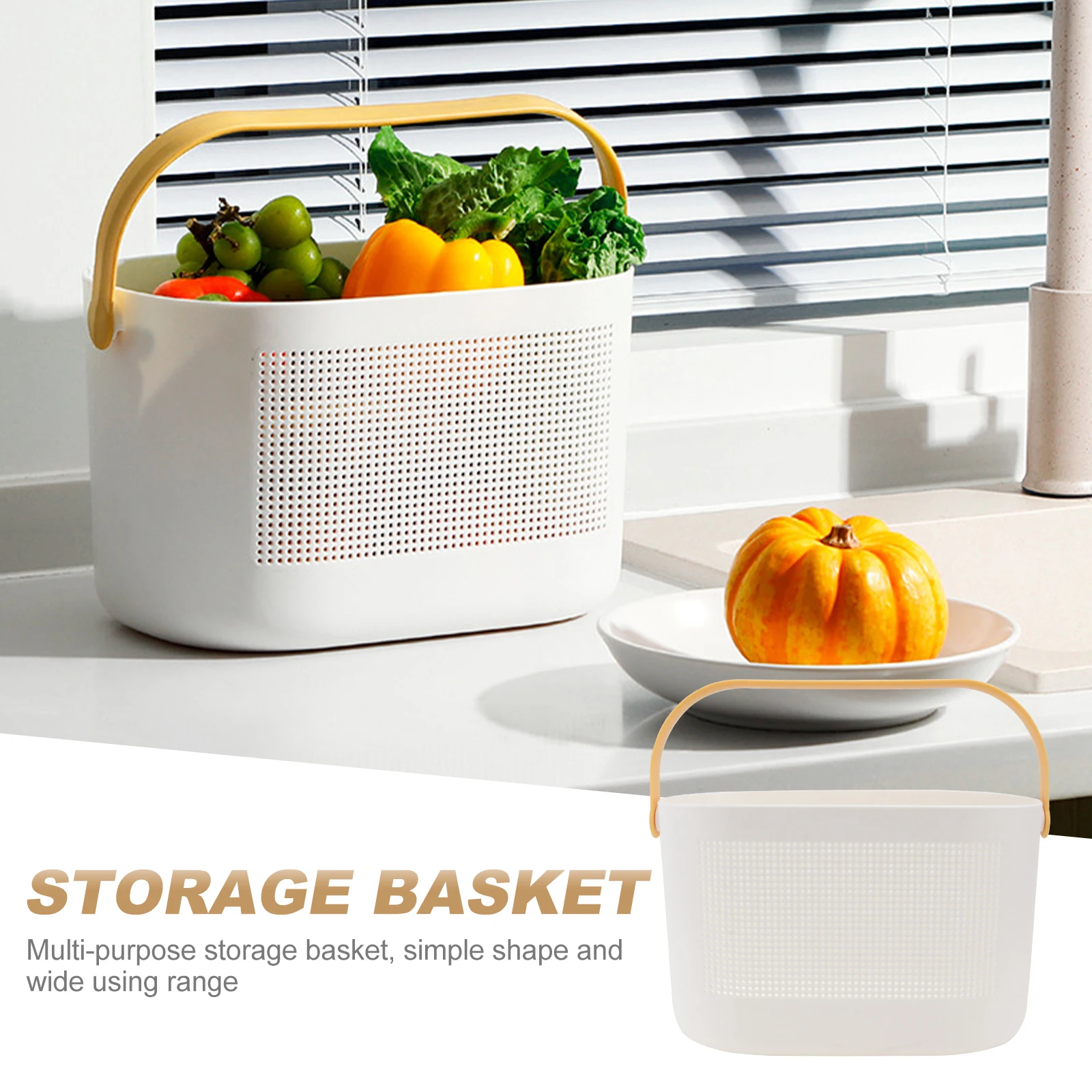 

Hollow Out Storage Basket Handheld Bath Toiletries Organizer Multi-Function Drain Pp Plastic Draining Wash Basket For Bathroom