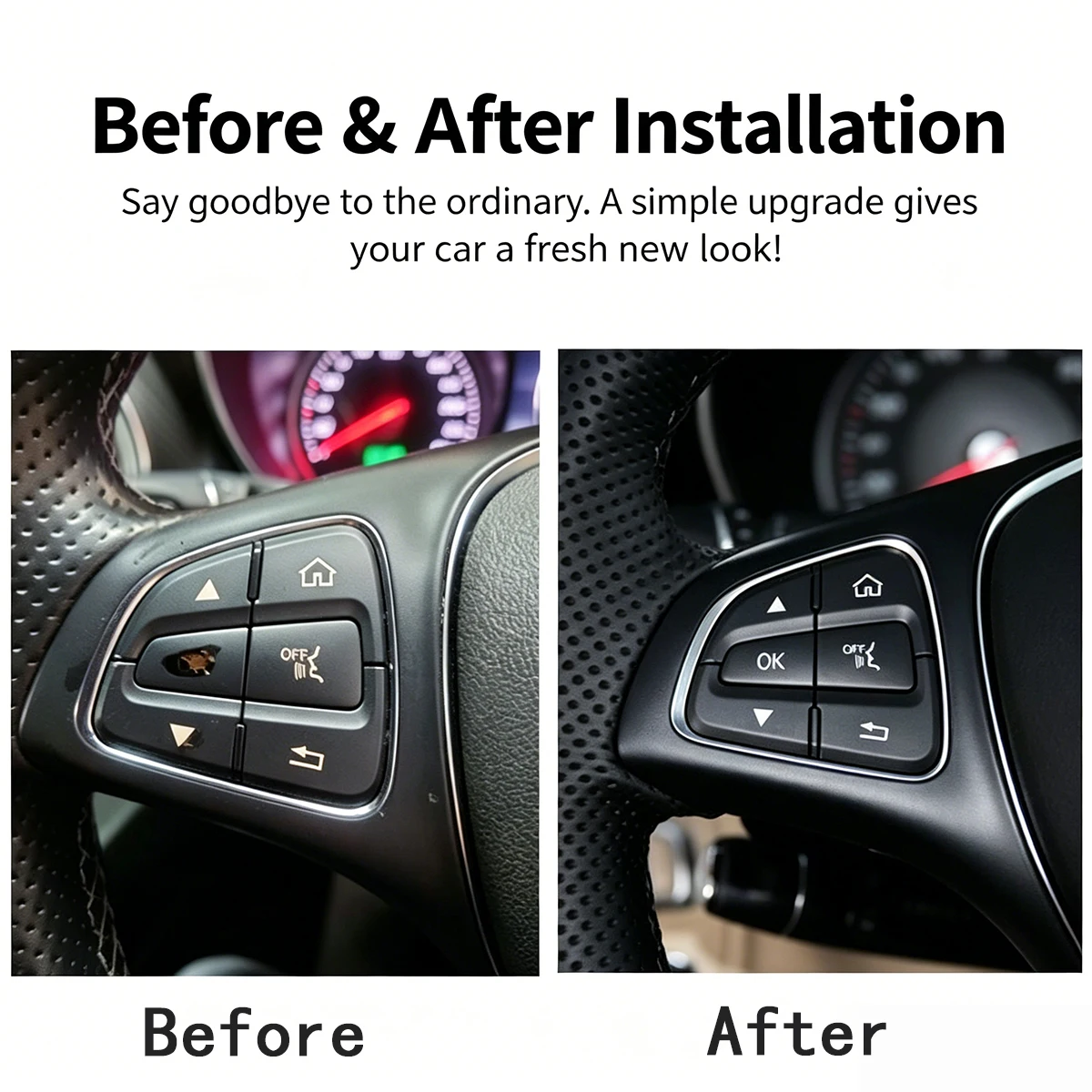 For Mercedes Benz GLC X253 C W205 CLA GLA A X156 C117 W176 - Steering Wheel Button Decal, ABS Protection Cover Trim