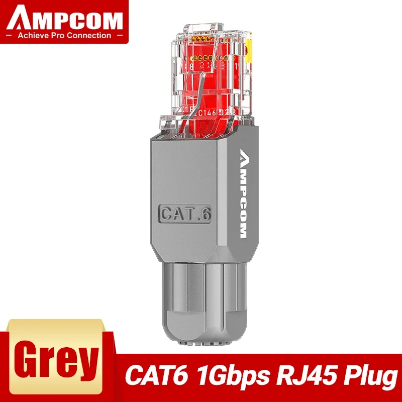 AMPCOM gereedschapsvrije RJ45-connector, geen krimpgereedschap minder UTP 1000 Mbps CAT6/CAT6A modulaire stekker voor gestrande solid Lan Ethernet-kabel