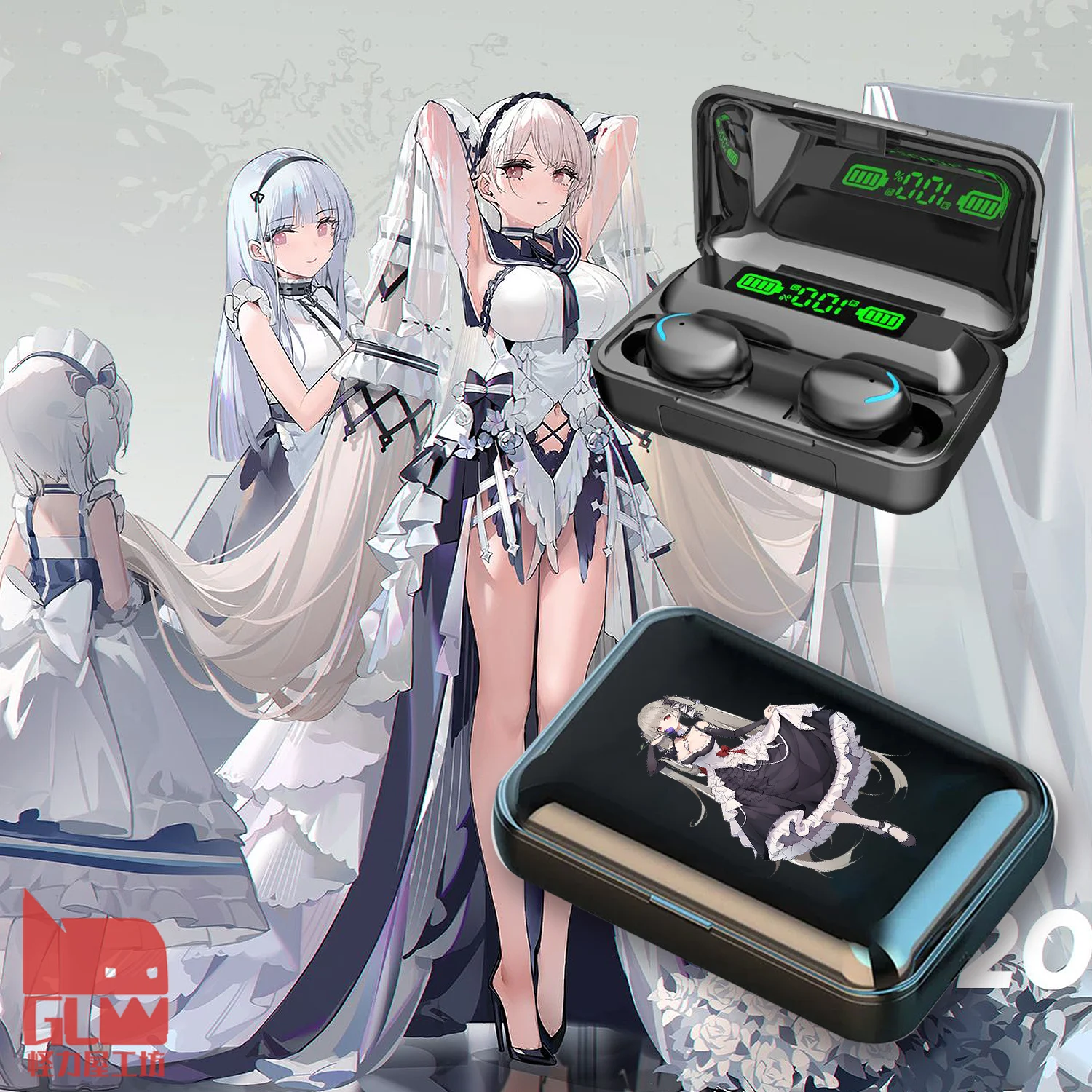 

Anime Azur Lane RN Pola Cosplay Bluetooth Headset Cartoon in-ear Bluetooths Earbuds BlueBuds Headphones Gift