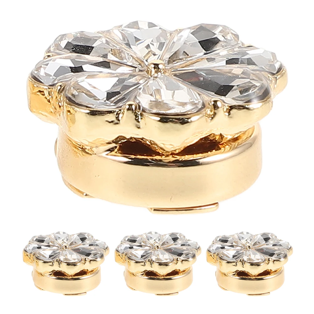 

4 Pcs Flower Cufflinks Button Covers for Women Blouses Clips Shirts Jewelry Box