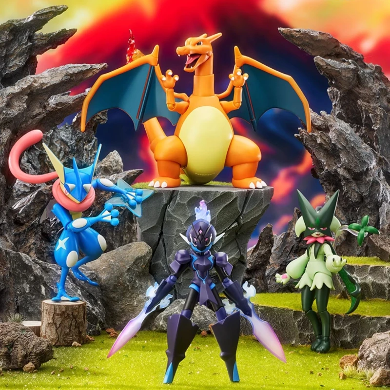 Pokémon Building Blocks Charizard Ceruledge Meowscarada Greninja Assembled Movable Model Ornament Toy Collection Gift