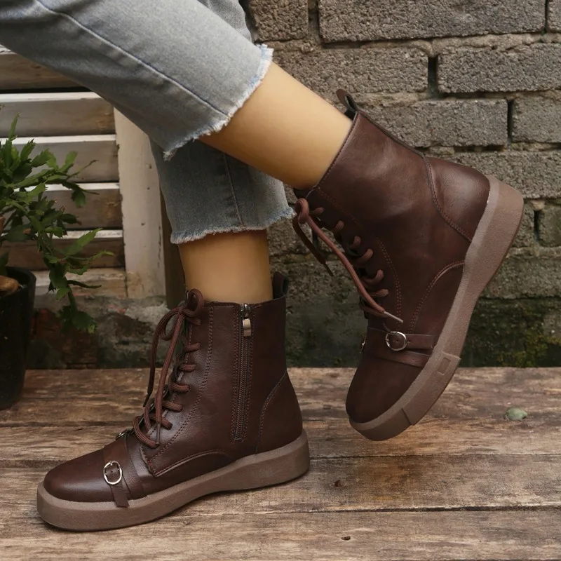 2024 novas botas femininas de alta qualidade confortáveis e quentes botas de couro de inverno elegantes e duráveis senhoras sapatos casuais caminhadas