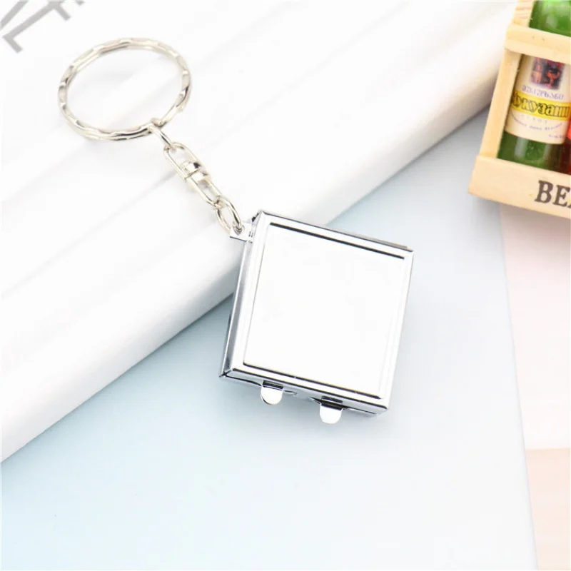 New Exquisite Double-Sided Folding Mini Makeup Mirror, Perpetual Calendar Keychain For Men And Women Jewelry Accessories Gifts