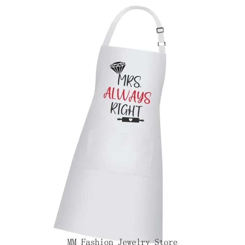 D0UB Para fartuchów dla par z napisem „Pan i Pani” Poliester Pełne pokrycie Strój kuchenny dla par