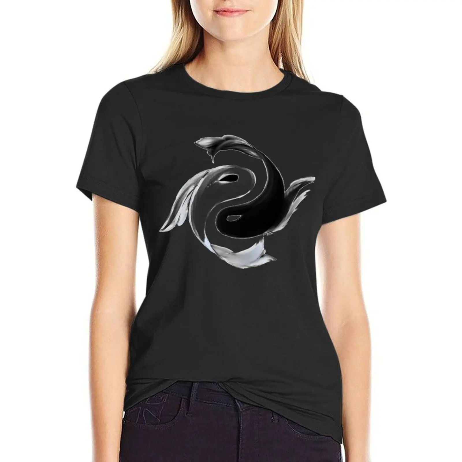 Koi Fish Yin and Yang T-Shirt plus size tops cute clothes T-shirt Women