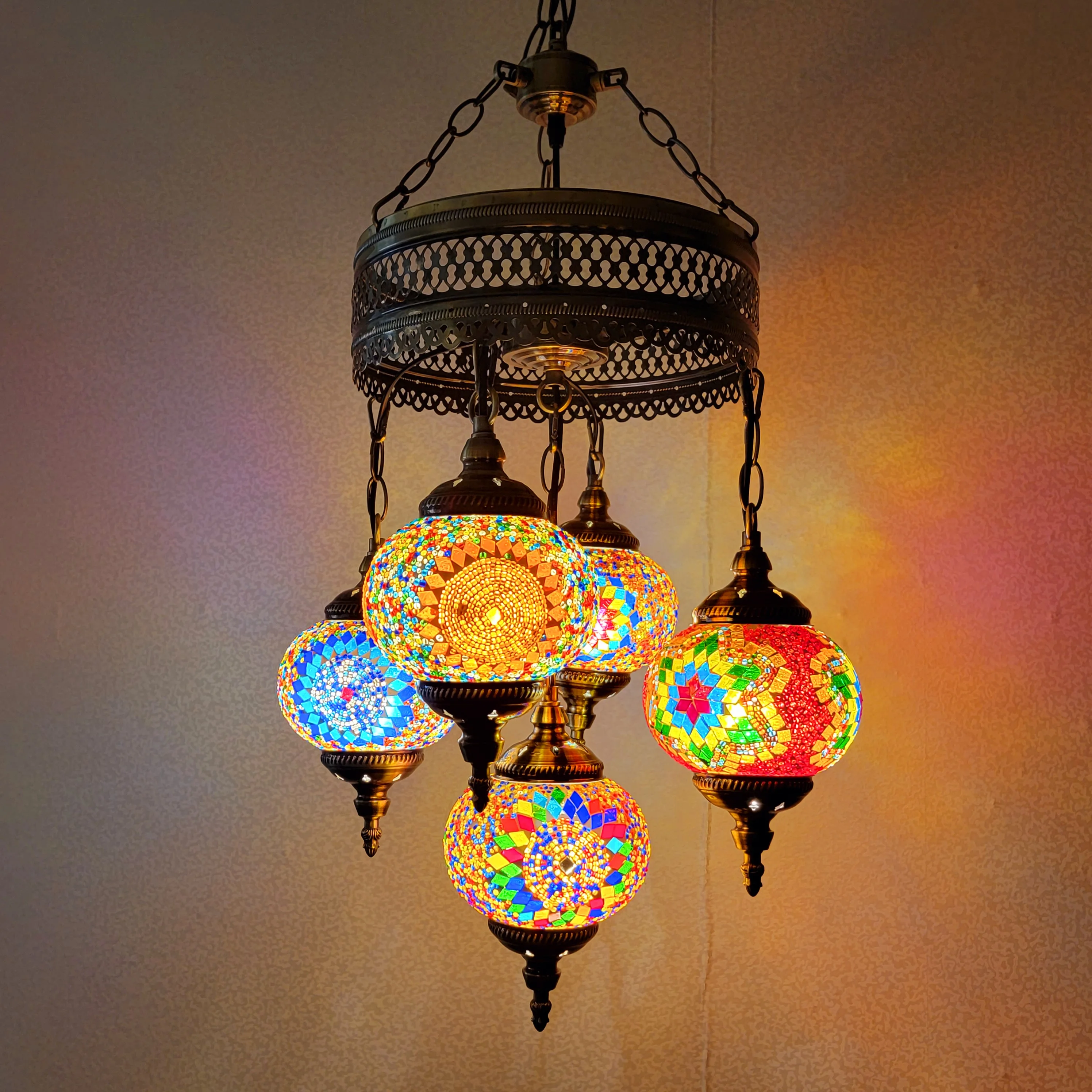 Best Price Handmade Mosaic Chandeliers Lamp  Lighting Turkish Style Glass Home Decoration Chandelier