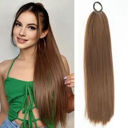 LUPU extensión de cola de caballo sintética con banda elástica, cabello largo Yaki liso trenzado, cola de caballo trenzada DIY para mujeres, vida diaria