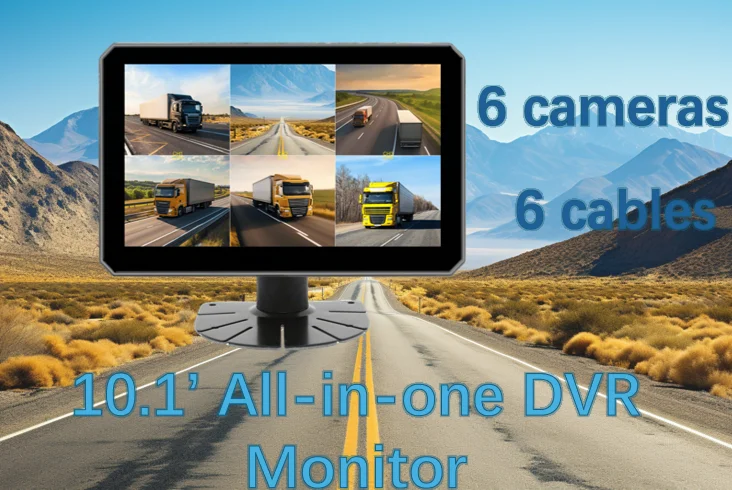 6ch 10.1'Inch 1080P Wide Monitor Driving Video Recorder All-in-one Truck DVR With 6 Camera System For Car Reversing Aid