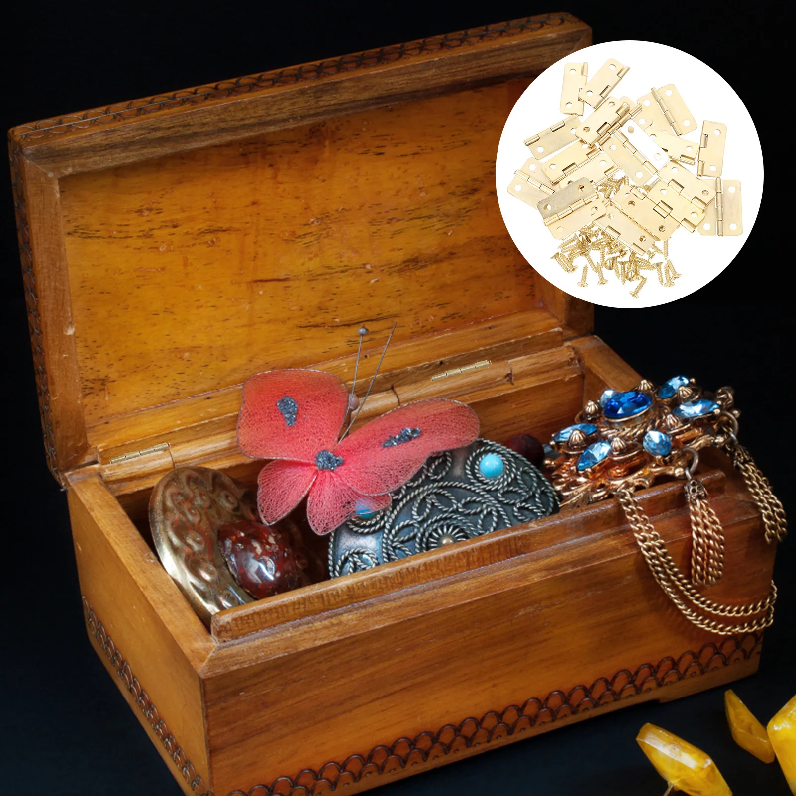 

20pcs Mini For Wooden Box Small Hinges Small Hinges For Handmade Crafts Diy Jewelry Box Decorative Drawer Cabinet Hardware