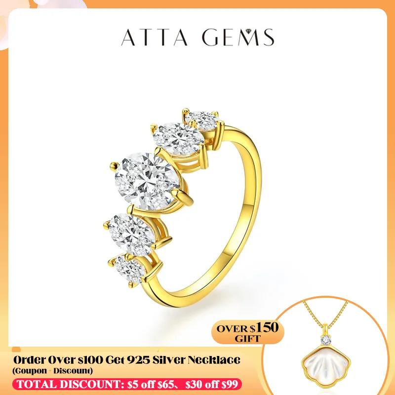 

ATTAGEMS Oval Cut 8*6mm Moissanite Ring for Women Man Pure 10k 14k 18k Yellow Gold Engagement Wedding Jewery with Certificate