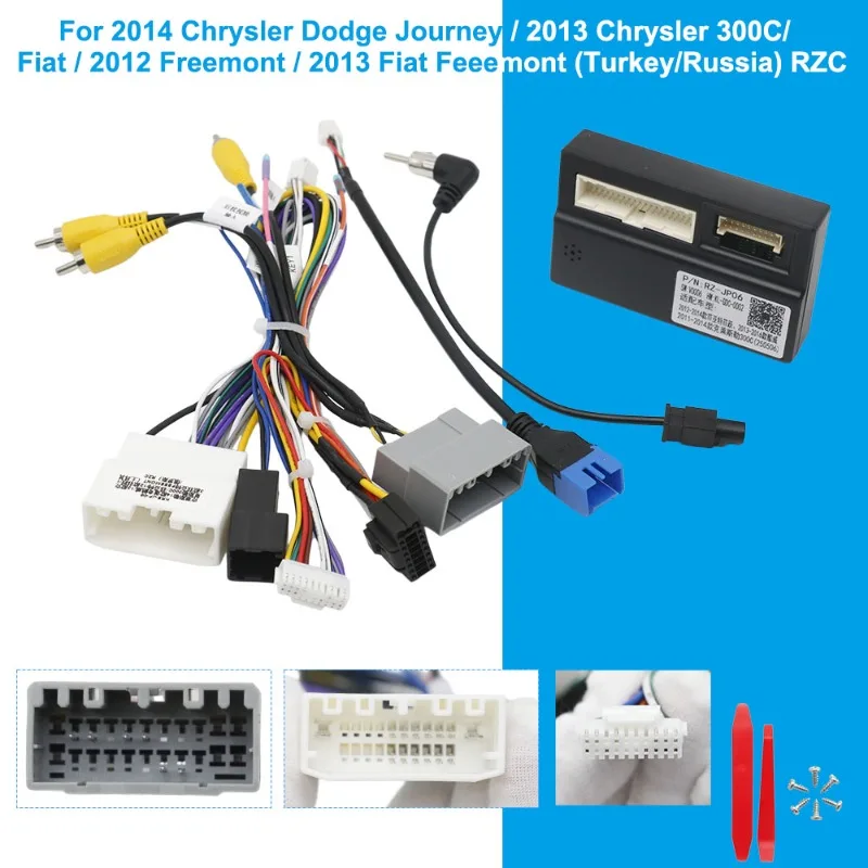 Arnés de Cableado para Radio de Auto, Decodificador Canbus, Adaptador de Cable de Alimentación de Audio para Chrysler Dodge Journey Fiat Freemont RZC 2012-2014