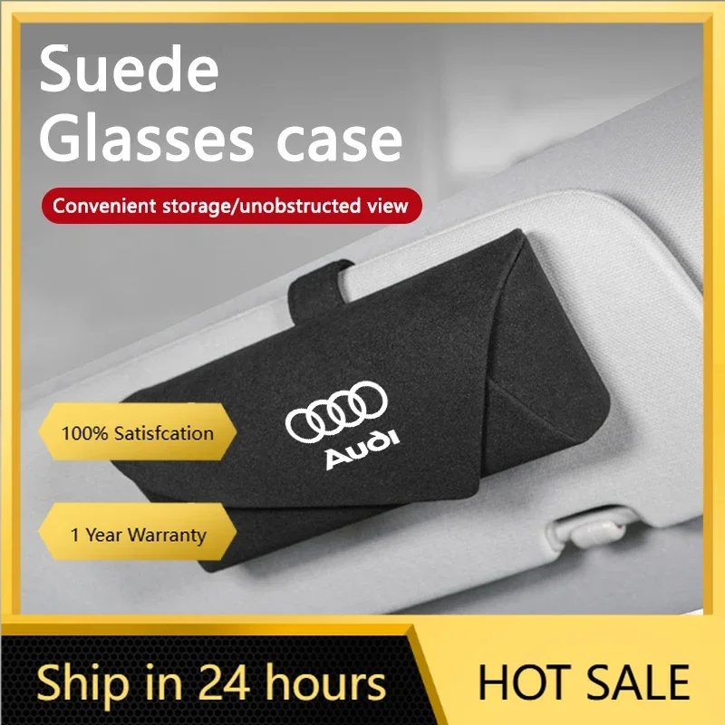 

2025 Hot Suede Car Sun Visor Sunglasses Storage Box Auto Accessories For Audi Sline A3 A1 A4 B8 B7 A6 C7 A5 A7 A8 B9 B6 C6 Q2 Q3
