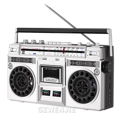 Portable Vintage Retro USB AM/FM/SW Multiband Radio Stereo Wireless Bluetooth Boombox Mp3 Audio Cassette Tape Player Recorder