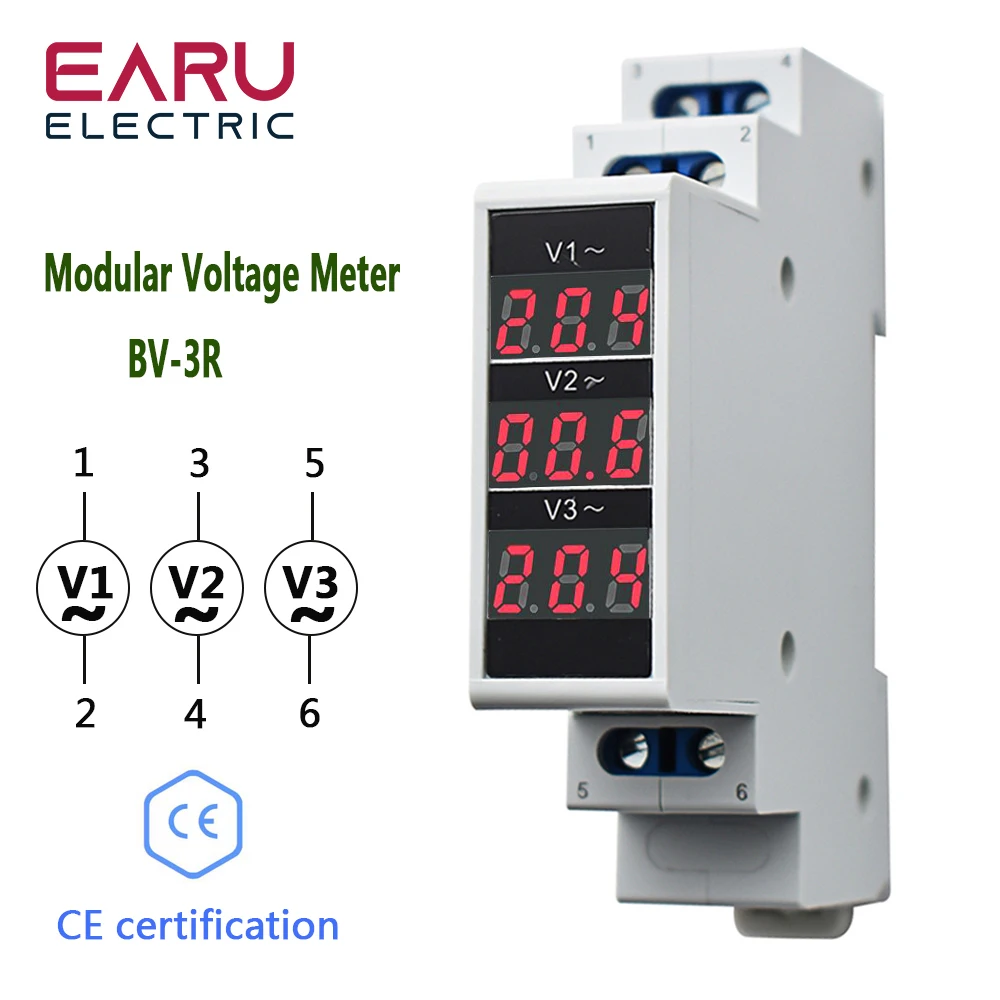 三相電力計,電圧計,インジケーター,500 LED,80-BV-3R V