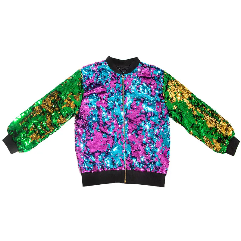 Frühling Herbst Neue Mode Glitter Frauen Baseball Jacke Einfache Rundhals Damen Langarm Mantel