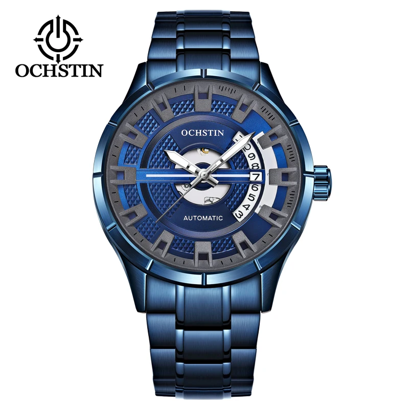 OCHSTIN 2023 New Hot Selling Waterproof Male Clock Luminous Hands Date Stainless Steel Mechanical Men Watch reloj hombre 62023A