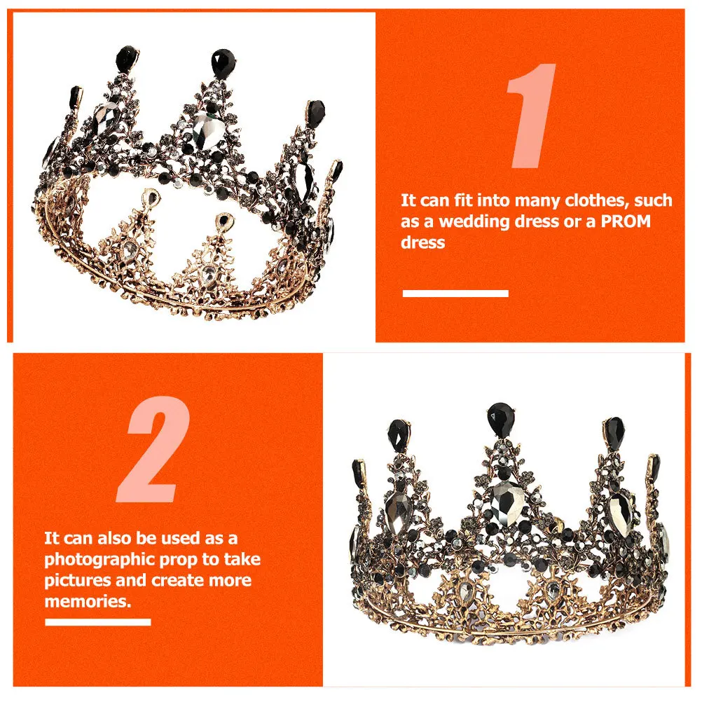 

Retro Crown Headdress for Bride Exquisite Rhinestone Tiara Wedding Party Proposal Photo Shoot Decor Elegant Bridal Hair Hoop