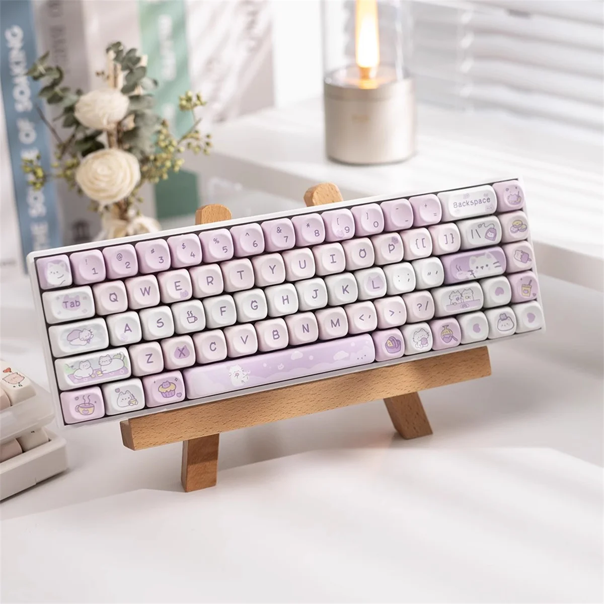 95Keys Dessert Cat Theme Keycaps MOA Profile PBT Key Caps Kit for 61/64/68/84/75/87Keys GMK67 Gaming Mechanical Keyboard view 3