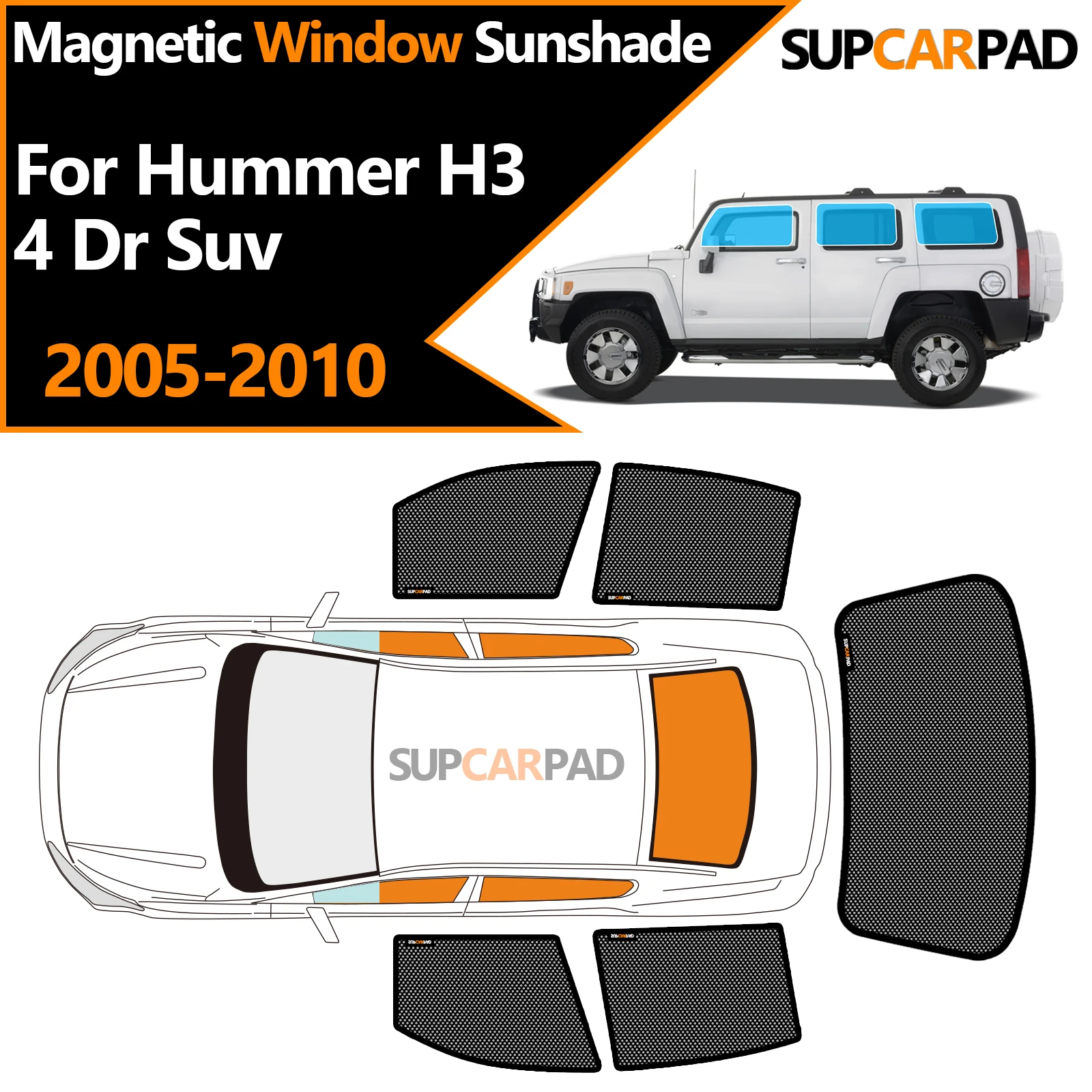 

Солнцезащитный козырек на окно автомобиля на заказ для Hummer H3 4 Dr Suv 2005-2010, магнитная занавеска, сетчатая передняя занавеска на лобовое стекло