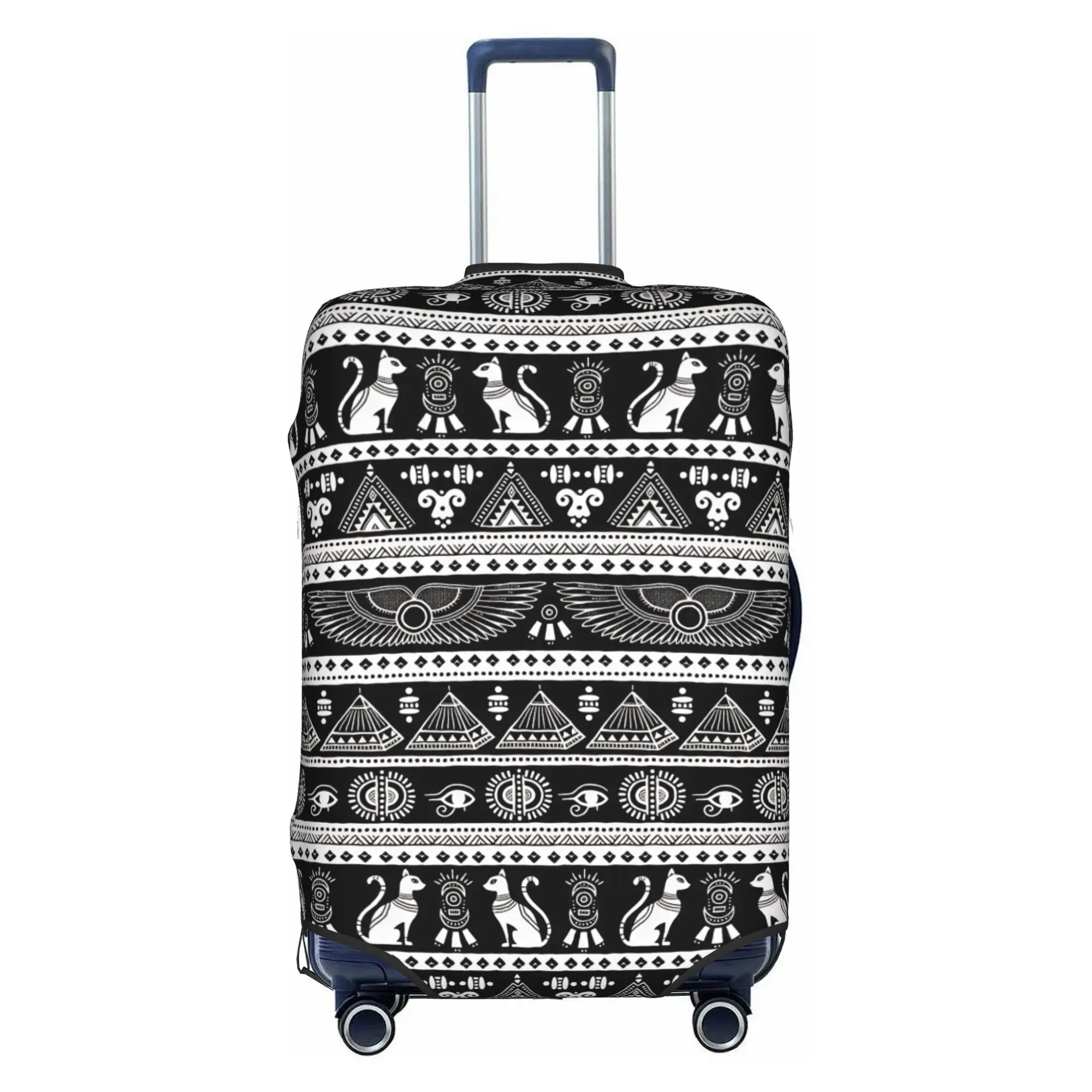 Bastet Egyptian Eye of Horus  Travel Luggage Cover Dust Proof Pyramids Winged Sun Suitcase Cover Protector Fit 18-32 Inch
