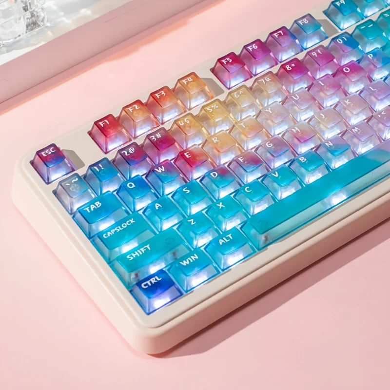 

Nebula Theme PC Keycaps Rgb Backlit Oem Profile 119 Keys Full Set Transparent UV Printing for Mechanical