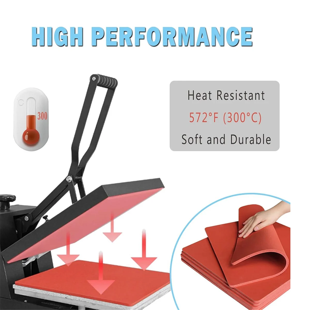 

B44C12x15 Inch Silicone Heat Press Mat Pad 0.3 Inch Thickest Sublimation Silicone Mat for Heat Press Machine Flat Heat