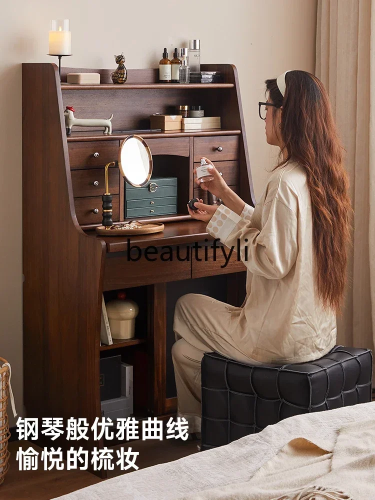 

A15 Retro solid wood dresser makeup table master bedroom bedside cabinet small apartment desk locker