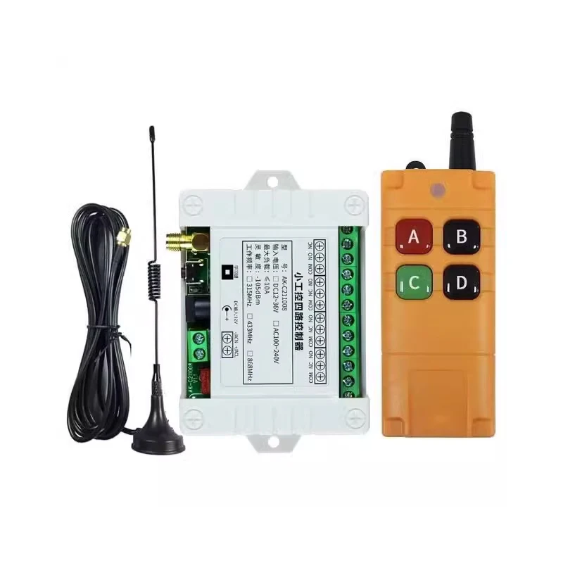 

433mhz DC 12V 24V 4CH relay switch RF Wireless Remote Control Receiver Transmitter Electric door/ Fan/Motor/lighting