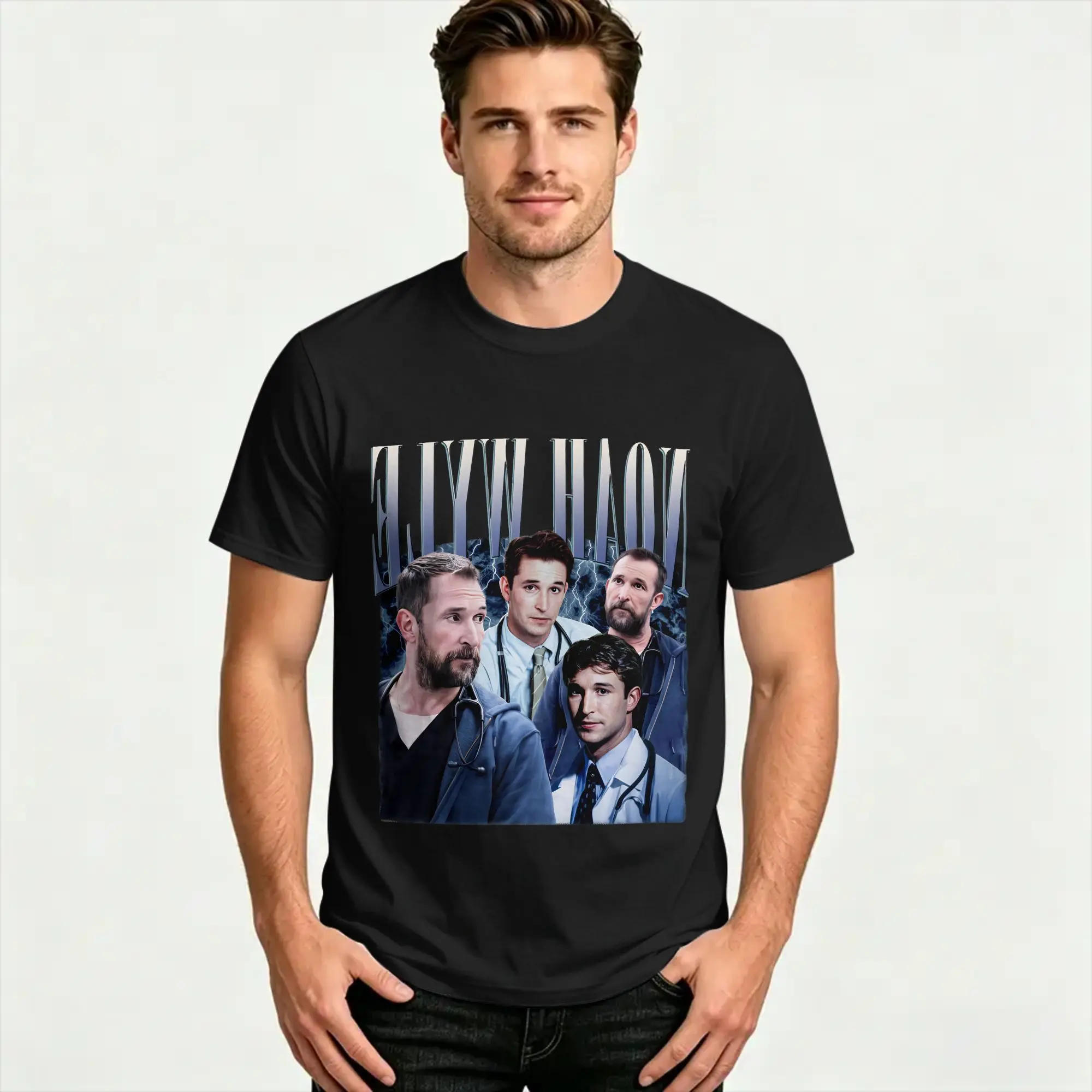The Pitt Vintage Noah Wyle Dr Robby Men Women T Shirt  Tee Shirt Short Sleeve Round Collar T-Shirt Pure Cotton Plus Size Clothes