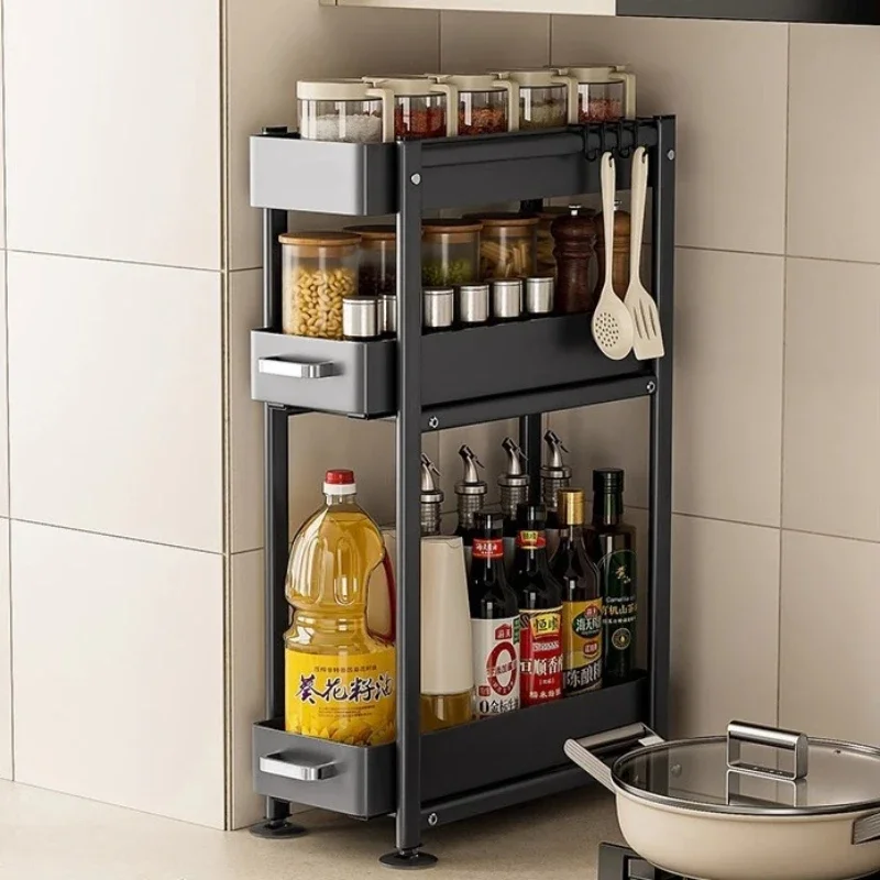 

Factory Minimalist Kitchen Seasoning Rack Multi-functional Pull-out Multi-layer Countertop Seam Rack Storage Box