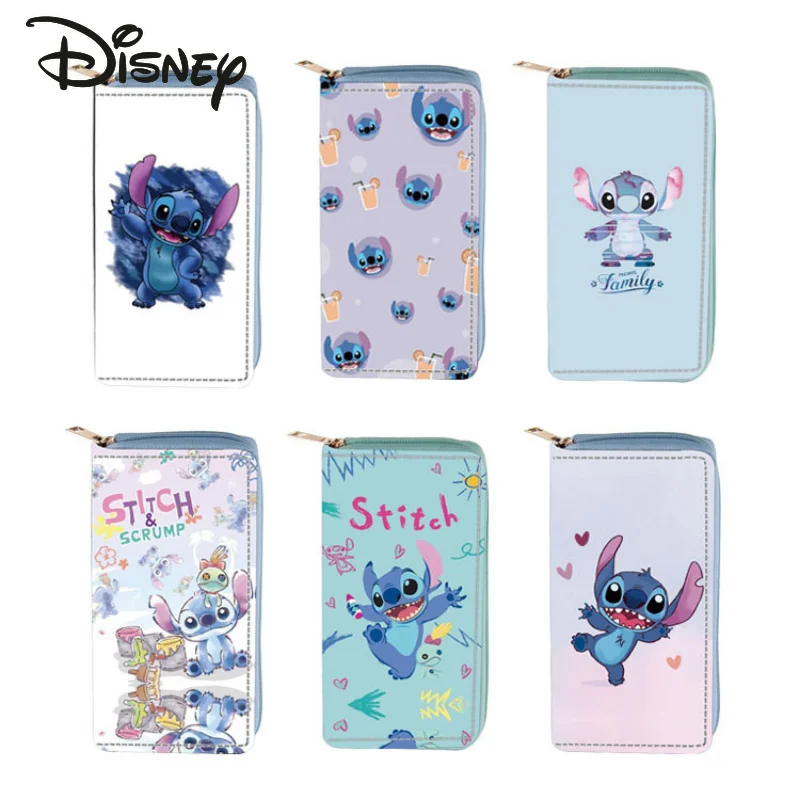 Disney Stitch High Quality Women's Wallet Fashionable Multifunctional Storage Student ID Bag Cartoon Cool Long Men's Zero Wallet