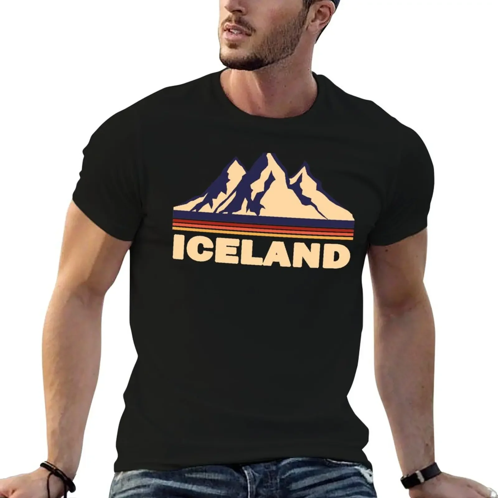 

iceland mountain T-Shirt cotton graphic tees baggy shirts t shirt for men