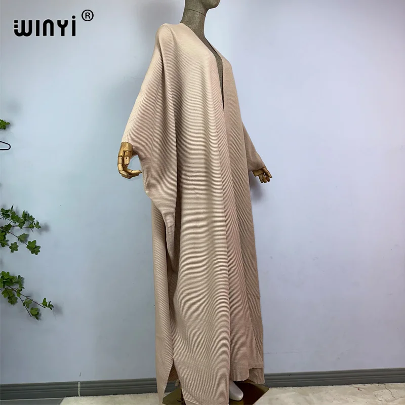 WINYI zimowe maxi poncho sukienka plisowana plażę nosić eleganckie afrykański sweter na wakacje długie kardigany dla kobiety luźne kimono