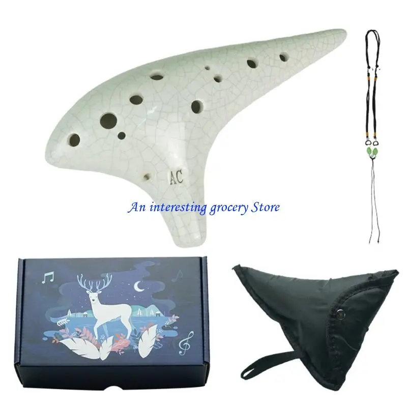 

652D Professional 12 Hole Ceramic Ocarina Ergonomic Design Suitable for Music Lovers