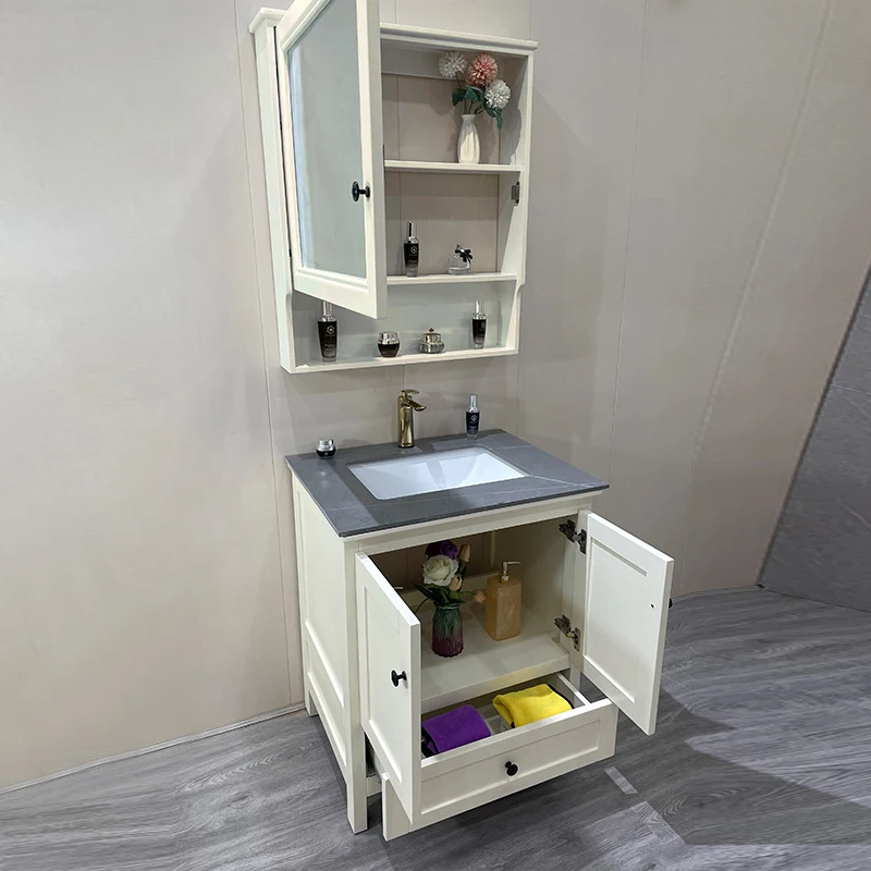 Rubber wood bathroom cabinet combination factory sample clearance marble under the counter basin washbasin washbasin cabinet